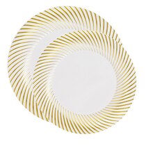 Sale! Florence White with Gold Rim Plastic Plates Set