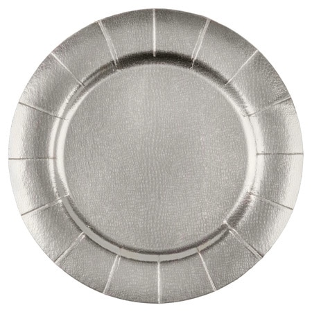Elegant Round Silver Cardboard Chargers - Posh Party Supplies.com