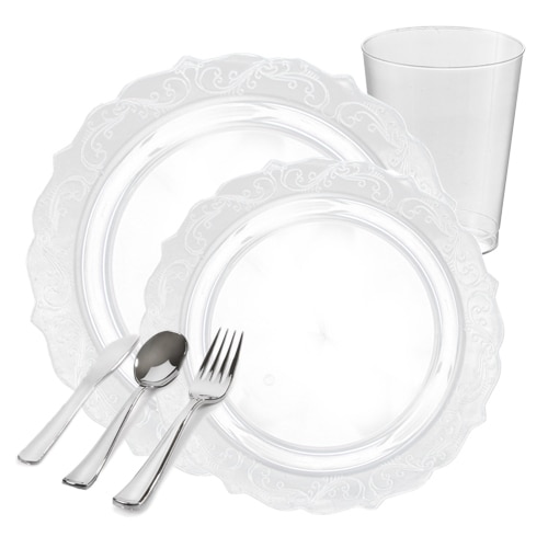 Elegant Clear Plastic Tableware Package - FREE SHIPPING