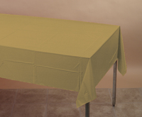 Disposable Glittering Gold Disposable Plastic 54" x 108" Tablecloths - Posh Party Supplies