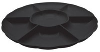 Disposable Black Disposable 16" Round Compartment Plastic Tray - Posh Party Supplies