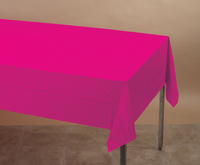 Discounted Hot Magenta Tissue and Plastic 54" x 108" Tablecloths  - Posh Party Supplies