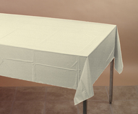 Discounted Ivory Tissue and Plastic 54" x 108" Tablecloths  - Posh Party Supplies