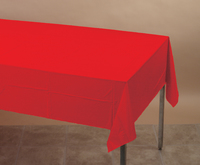 Disposable Classic Red Paper Tissue/Poly 54" x 108" Tablecovers - Posh Party Supplies