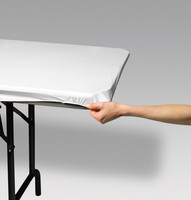 White Plastic Stay Put 29" x 72" Tablecloths - Posh Party Supplies 