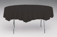 Disposable Black Velvet Plastic 82" Round Tablecover - Posh Party Supplies