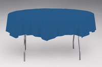Disposable Navy Plastic 82" Round Tablecover - Posh Party Supplies