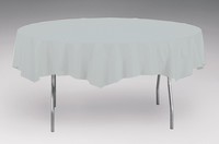 Disposable Shimmering Silver Disposable Plastic 82" Octy Round Tablecover - Posh Party Supplies