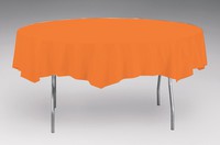 Disposable Sunkissed Orange Plastic 82" Round Tablecover - Posh Party Supplies