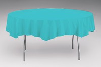 Disposable Bermuda Blue Plastic 82" Round Tablecover - Posh Party Supplies