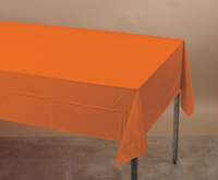 disposable sunkissed orange plastic tablecloths, 12 count