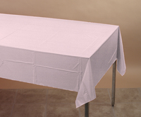 disposable classic pink plastic tablecloths, 12 count