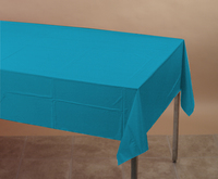 disposable turquoise plastic tablecloths, 12 count