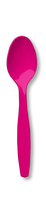 Disposable Hot Magenta Plastic Premium Spoons - Posh Party Supplies