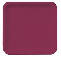 7.25" Burgundy Square Paper Dinner Plates - Posh Party Supplies