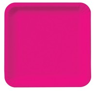 7.25" Hot Magenta Square Paper Dinner Plates - Posh Party Supplies