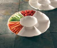 Disposable 18" White Plastic Round Compartment Tray Dome Combo -Posh Party Supplies