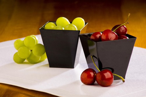 Disposable 3 oz Black Plastic Square Mini Notion -Posh Party Supplies