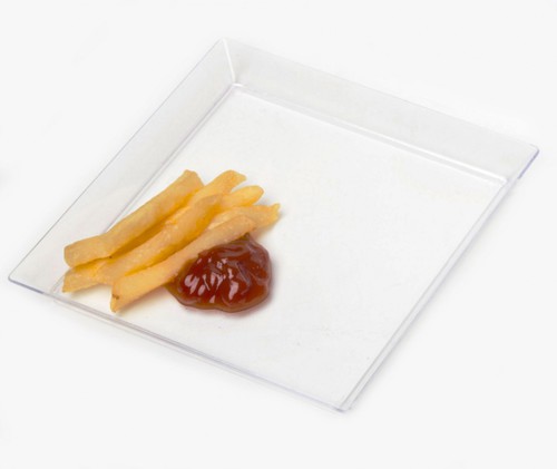 Disposable 4.5" Clear Plastic Square Mini Dish -Posh Party Supplies