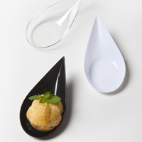 Disposable 4" White Plastic Tear Drop Mini Dish -Posh Party Supplies