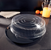18" Black Plastic Round Deli Max Tray Dome Combo - 25 Sets