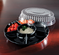 Disposable 12"  Plastic Round Clear Compartment Tray Dome Combo -Posh Party Supplies