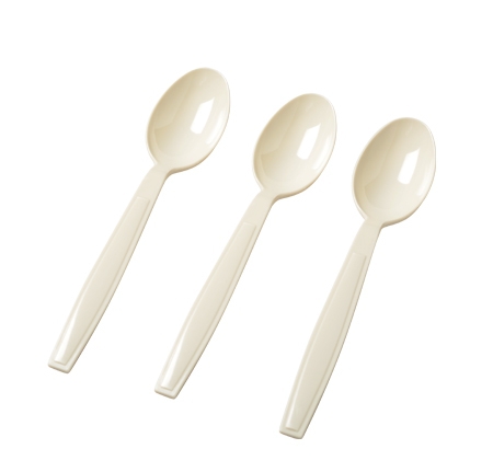 Elegant Full Size Bone Tea Plastic Spoons - 1200 Bone Spoons