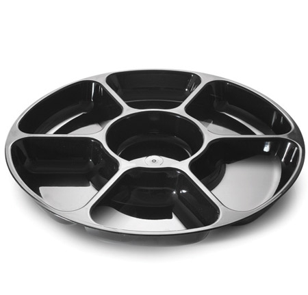Plastic Black 18 inch 7 Compartment Tray  - Posh Party Supplies