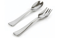 Plastic Disposable Silver 3 Count Serving Set, Retail Pack  - Posh Party Supplies