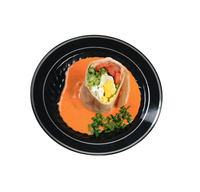 Elegant Black with Silver Rim 9" Round Plastic Plate  - Posh Party Supplies