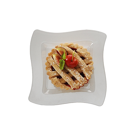 Pretty Bone 6.5" Dessert Disposable Plastic Wave Plate  - Posh Party Supplies