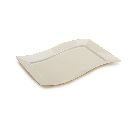 Elegant Bone 7.5" x 12" Luncheon Disposable Plastic Wave Plate - Posh Party Supplies
