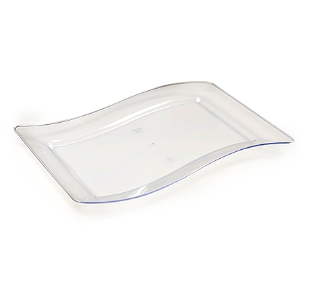 Fancy Clear 7.5" x 12" Luncheon Disposable Plastic Wave Plate - Posh Party Supplies