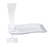 Fancy White 6" Rectangular Plastic  Disposable Plastic Wave Cocktail Plate - Posh Party Supplies