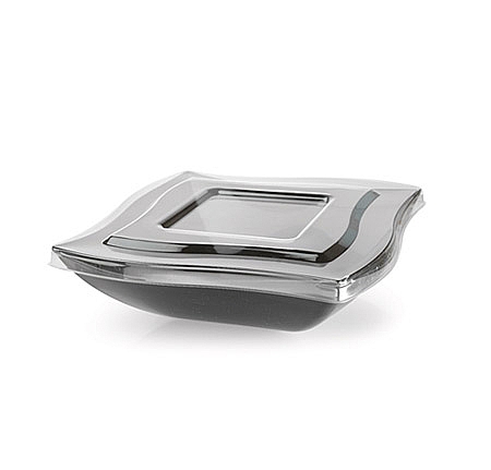 Fancy Clear 32 oz Flat Plastic Wave Lid  - Posh Party Supplies