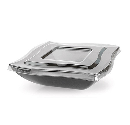 Pretty Clear 64 oz Flat Plastic Wave Lid  - Posh Party Supplies