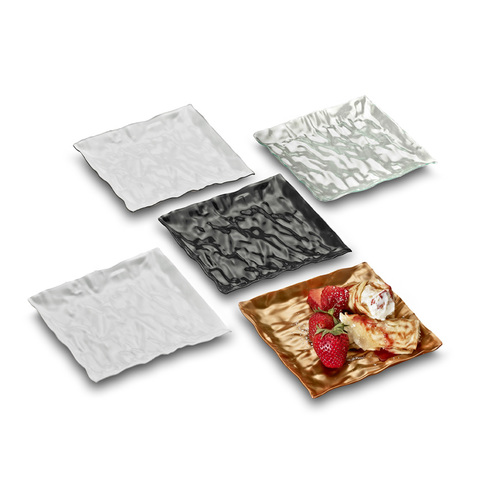 Elegant Plastic Contemplate Black 6.25" Dessert Plates - PoshPartySupplies.com