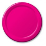 Wholesale Hot Magenta 9" Round Dinner Paper Plates - www.poshpartysupplies.com