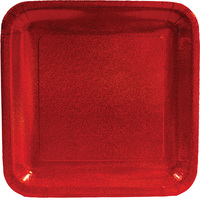 Glitz Red 10" Square Prismatic Banquet Plates - 96 Paper Plates