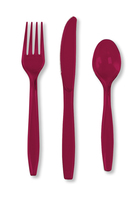 Discounted Burgundy Plastic Cutlery Assortment  Premium Cutlery - Posh Party Supplies