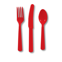 Discounted Classic Red Plastic Assortment Premium Cutlery - Posh Party Supplies