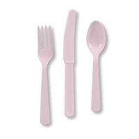 Classic Pink Plastic Cutlery Assortment, Heavy Duty
