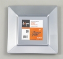 8" Plastic Square Silver Salad Plates by Kaya