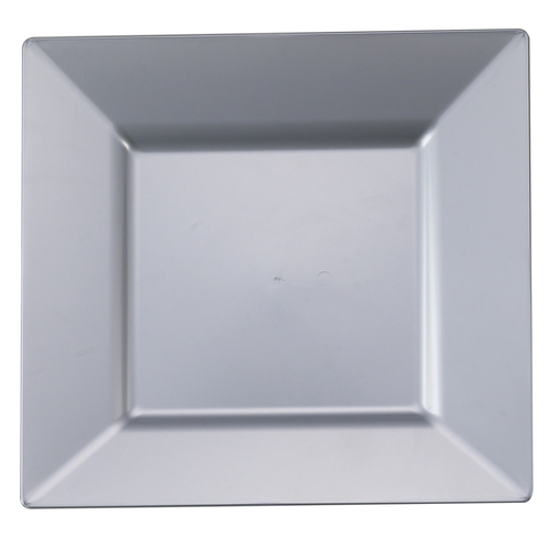 Disposable Silver 9.5" Square Plastic Dinner Plates - Posh Party Supplies