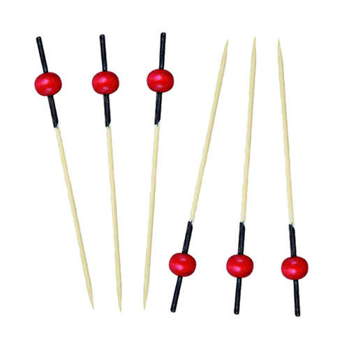 "Kita" Bamboo Pick With 1  Red Bead - 2.7"  - 2000