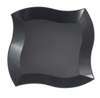 Disposable 7" Black Plastic Wave Dessert Plates - Posh Party Supplies
