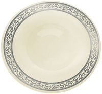 Silver Trim and Ivory Plastic 12 oz Soup Bowl - Posh Party Supplies
