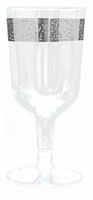 Elegant Plastic Silver Trim 6 oz Wine Cups - Posh Party Supplies