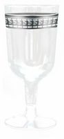 Stunning Plastic Silver Trim 6 oz Wine Cups - Posh Party Supplies