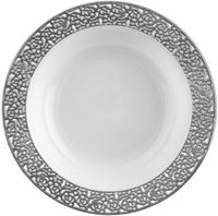 Elegant White with Silver Trim Plastic 12 oz Soup Bowls - Posh Party Supplies